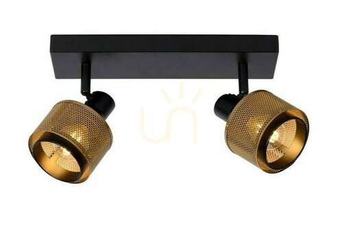 Check Lucide RAFA 2-Licht Spot schwarz/gold E14 Vintage 77980/02/30