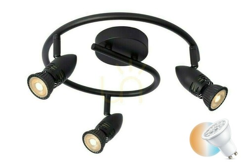 Check Lucide CARO 3-Light Black GU10 LED Ceiling Spotlight