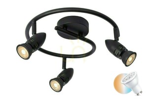 Lucide CARO 3-Light Black GU10 LED Ceiling Spotlight small 0