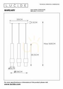 Lucide MARGARY Brown Gold 3-Light LED Pendant Lamp 24402/15/96 small 5