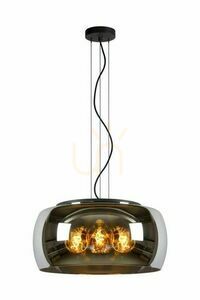 Lucide OLIVIA pendant light 45401/50/65 smoke grey glass Ø 50 cm, 3xE27, height 50-158 cm small 0