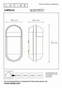 Lucide Capsule Outdoor Wall Lamp White IP65 E27 29897/01/31 small 3
