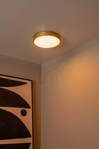 Check Lucide UNAR LED flush ceiling light 30 cm 18 W, matt gold, opal 79185/30/02