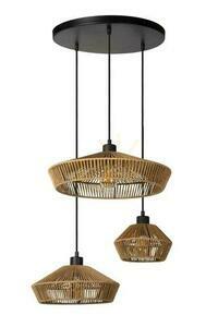 Lucide YUNKAI woven-paper pendant light, natural and black, 3×E27, 60 cm 10413/03/72 small 1