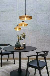 Lucide YUNKAI woven-paper pendant light, natural and black, 3×E27, 60 cm 10413/03/72 small 2