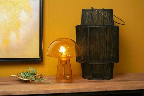 Check Lucide FUNGO orange glass table lamp E27 28 cm 10514/01/53