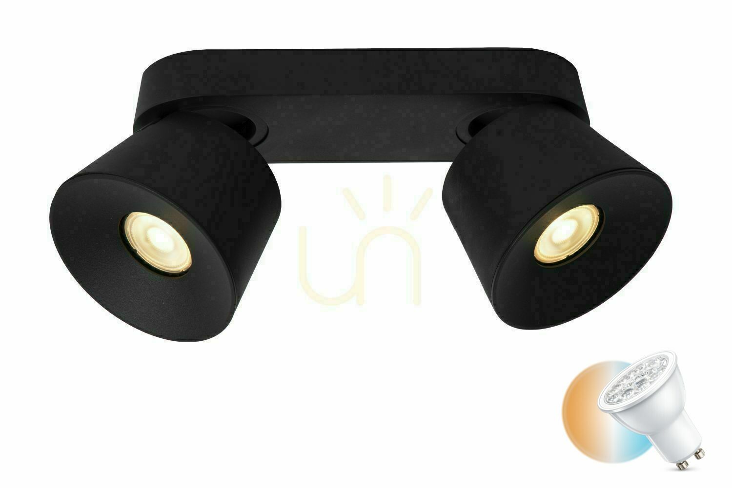 Lucide TRIGONO black LED plafond spotlight 2x GU10 09935/02/30