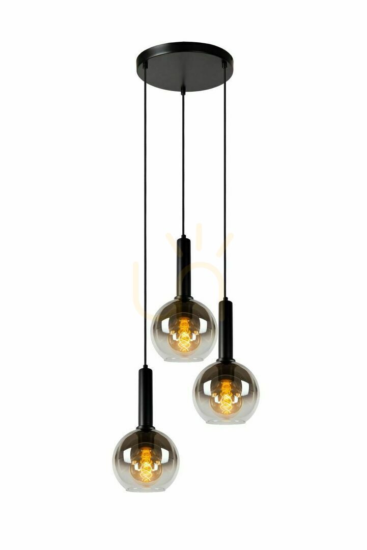 Pendelleuchte Lucide Marius 3-flammig Schwarz Metall E27 dimmbar 45402/13/30