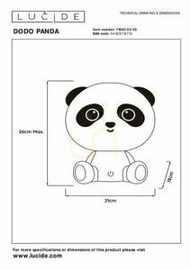 Lucide DODO Panda LED Table Lamp Black White 71593/03/30 small 5