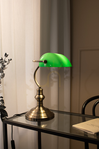 Check Table Lamp Markslojd Bankers Green Metal Glass 42 cm 105931