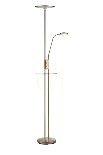 Check Floor Lamp Markslojd Friend 2-Light LED Antique Brass USB 107009