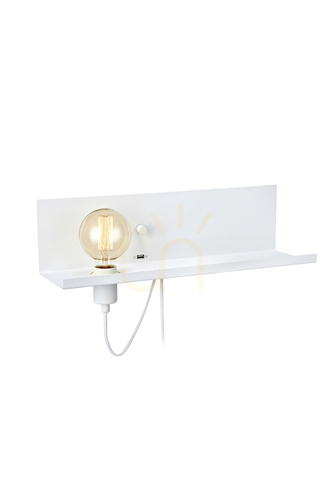 Check Wall Light Markslojd MULTI USB Shelf White Metal 50 cm 106969