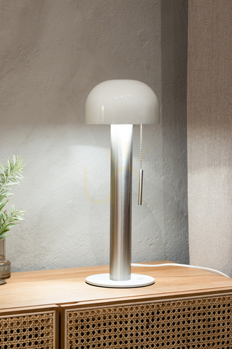 Check Table Lamp Markslojd Costa White Satin Nickel 2-Light 108577