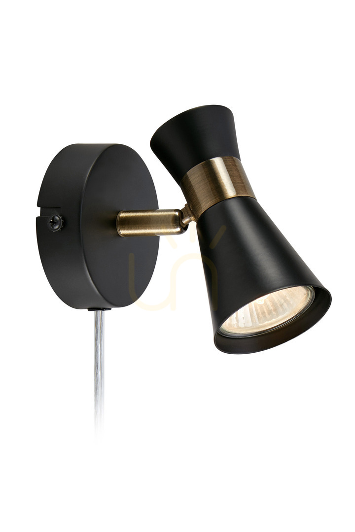 Wall Light Markslojd FOLIE 108625 Black Antique Brass Metal 1-Light