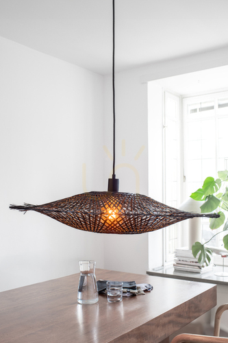 Check Pendant Light Markslojd Kumo 108671 Black Metal Bamboo 75 cm
