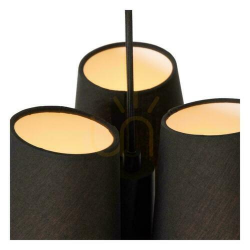 Check Lucide GREGORY Black Linen 3xE27 Pendant Lamp 34.3 cm