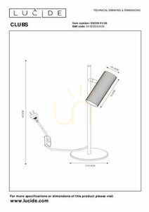 Lucide CLUBS Black Aluminum LED Desk Lamp 09539/01/30 small 3