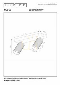 Lucide CLUBS plafondlamp zwart 2-lichts GU10 aluminium 09939/02/30 small 5