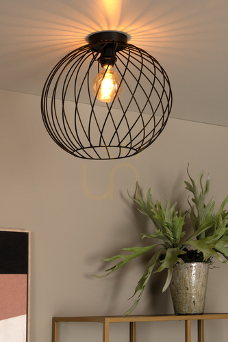 Check Lucide DANZA black metal ceiling light, Ø40 cm, E27, 21128/40/30