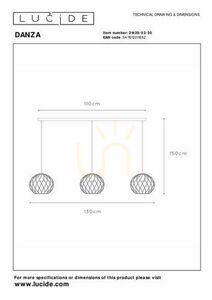 Lucide Danza Black Metal 3-Light Pendant Lamp 21428/03/30 small 6