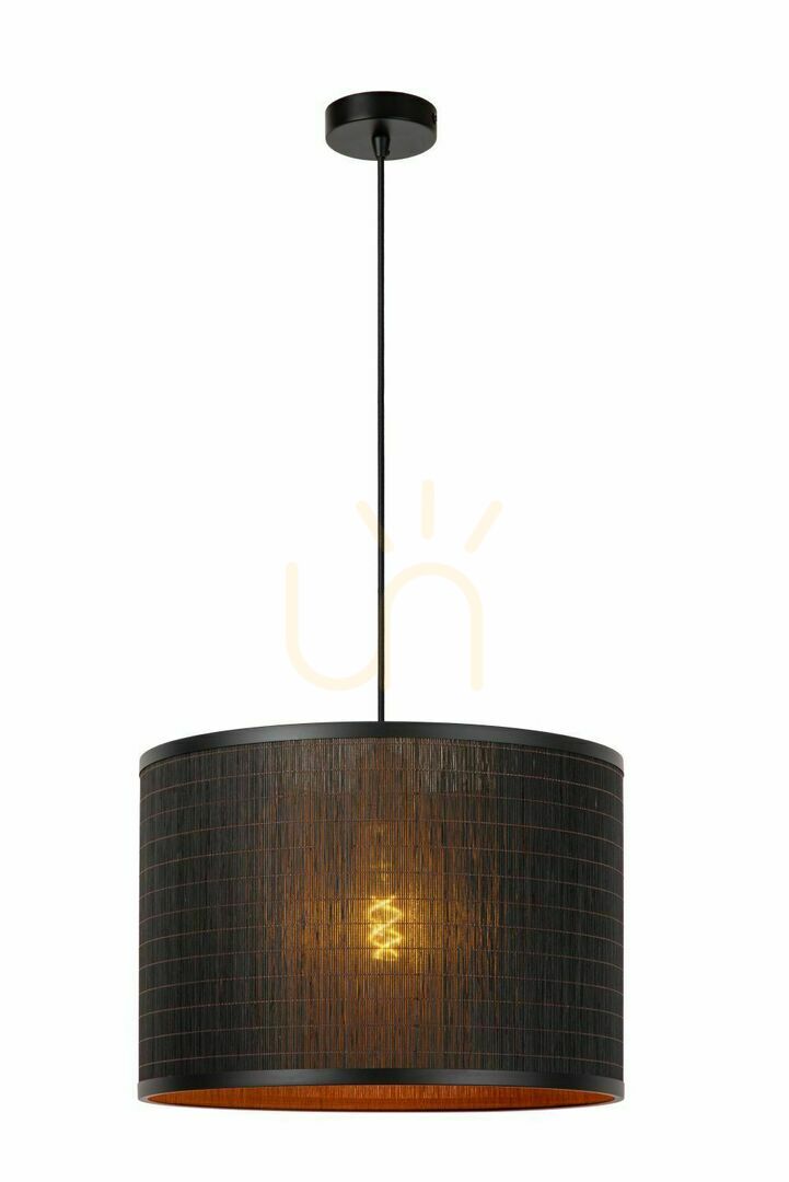 Pendelleuchte Lucide TAGALOG schwarz Holz Metall Japandi 40 cm 21429/01/30