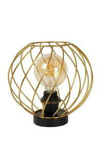 DANZA table lamp wire cage Ø25 cm matt gold, black base, E27, Lucide 21528/25/02 small 1
