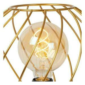 DANZA table lamp wire cage Ø25 cm matt gold, black base, E27, Lucide 21528/25/02 small 3