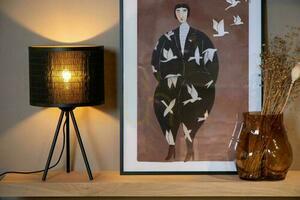 Lucide Tagalog Black Japandi Table Lamp Wood Metal 21529/26/30 small 2