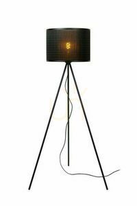 Lucide Tagalog Black Japandi Floor Lamp Metal Rattan E27 142 cm small 0