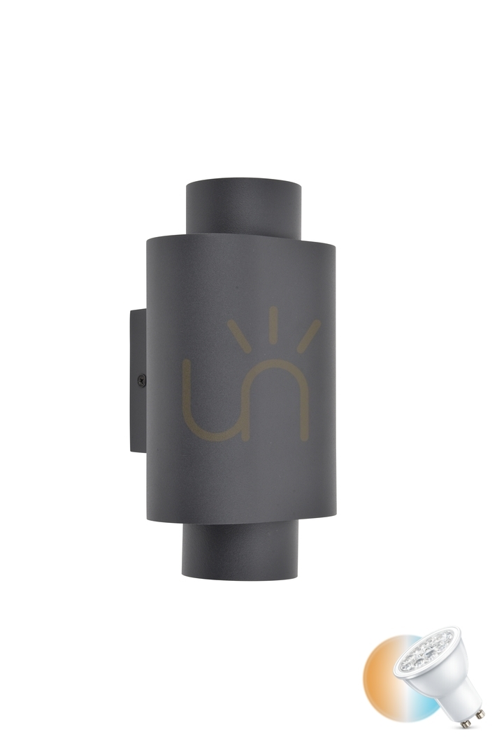 Outdoor Wall Lamp Lutec CYPRES Grey Aluminum 2-Light 6604002118