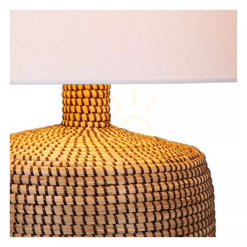Check Lucide AMBALA seagrass table lamp with white linen shade, 64 cm, E27 10552/81/73