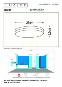 Lucide Biskit LED Bathroom Ceiling Light Black 23 cm IP44 79111/24/30 small 4