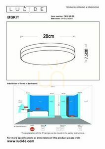 Lucide Biskit LED Plafondlicht Zwart 28 cm IP44 79111/30/30 small 4