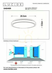 Lucide DASHER Plafond LED 12W IP44 White 29.3 cm 79110/30/31 small 4