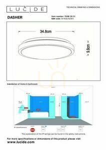 Lucide DASHER plafond LED white 34.8 cm IP44 79110/35/31 small 4