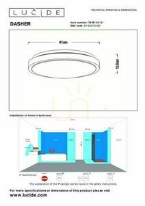 Lucide Dasher LED Bathroom Ceiling Light Black 41 cm 79110/40/31 small 4