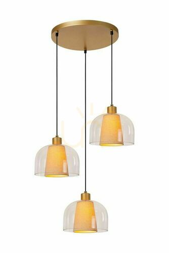 Check Lucide GUNHILD Beige Glass Metal 3-Light Rustic Pendant Lamp 30460/13/60