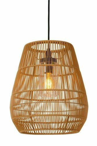Check Lucide NERIDA Outdoor Pendant Light Japandi Wood E27 IP44 35 cm 03844/01/72