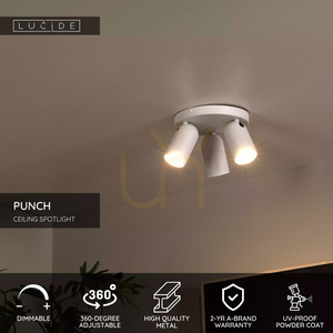 Lucide PUNCH white 3-light GU10 ceiling spotlight, Ø 21 cm, 13958/13/31 small 5