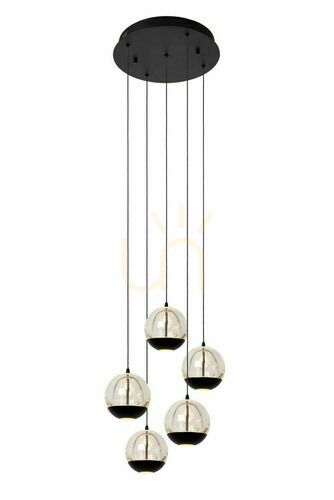 Check Lucide SENTUBAL Black Glass Metal 5-Light LED Pendant Lamp 13498/24/30
