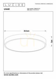 Lucide UNAR plafond LED wit 39,5 cm 24W 1800 lm 2700K 79185/40/31 small 4