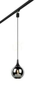 Trio DUOline 73700132 E14 track pendant, black with chrome-coated glass small 0