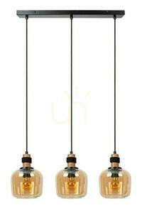Lucide ILONA Amber Glass 3-Light Retro Pendant Lamp 70 cm 45408/03/62 small 1
