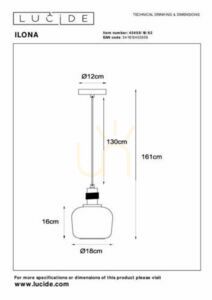 Lucide Ilona Black Glass Retro Pendant Light E27 18 cm 45408/18/62 small 2
