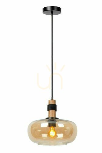 Check Lucide Ilona Black Glass Retro Pendant Light 30 cm 45408/30/62