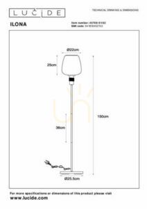 Lucide ILONA Amber/Black Retro Floor Lamp 45708/01/62 small 4