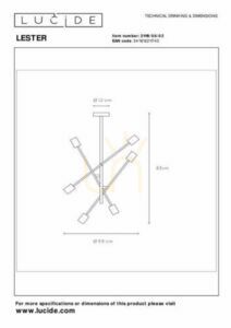 Lucide LESTER 21119/06/02 matt gold metal ceiling light, 6×E27 small 5