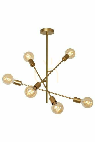 Check Lucide LESTER gouden vintage metalen plafondlamp 6-licht 21119/06/02