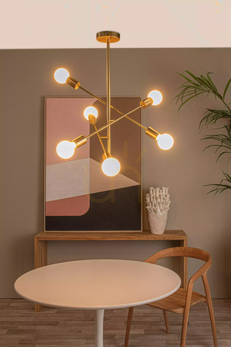 Check Lucide LESTER 21119/06/02 matt gold metal ceiling light, 6×E27