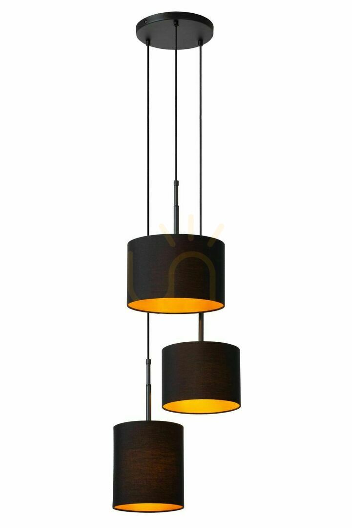 Pendelleuchte Lucide MAYA schwarz gold 3-flammig Japandi Ø50 cm 45409/13/30